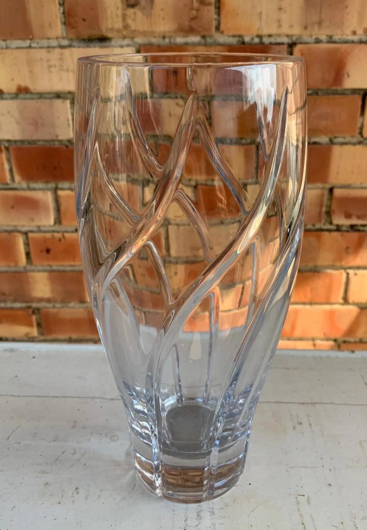 Tall Crystal Vase With Swirls 1