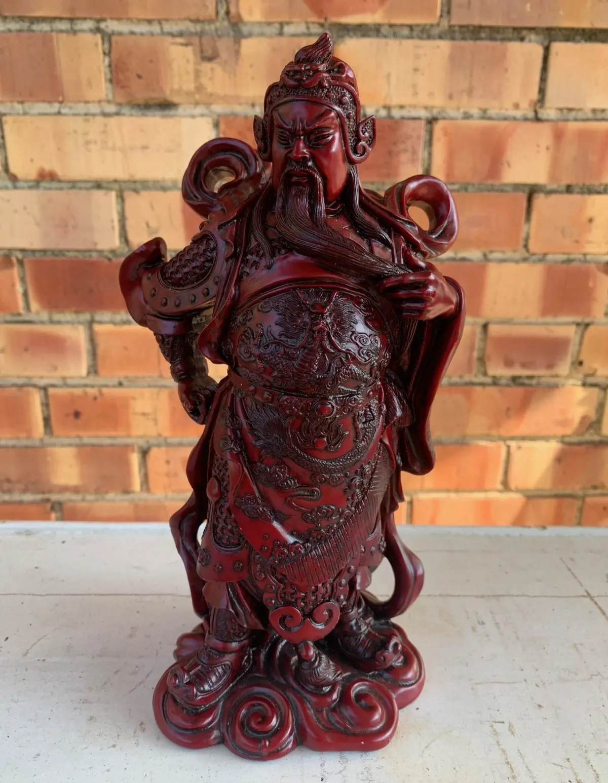 Red Resin Standing Asian Warrior Figure 1