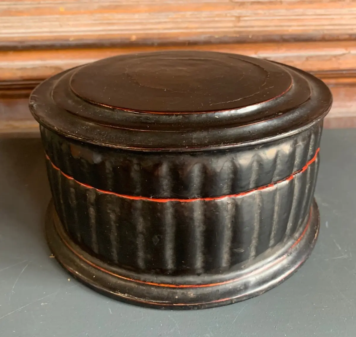 Paper Mache Round Black Box 1