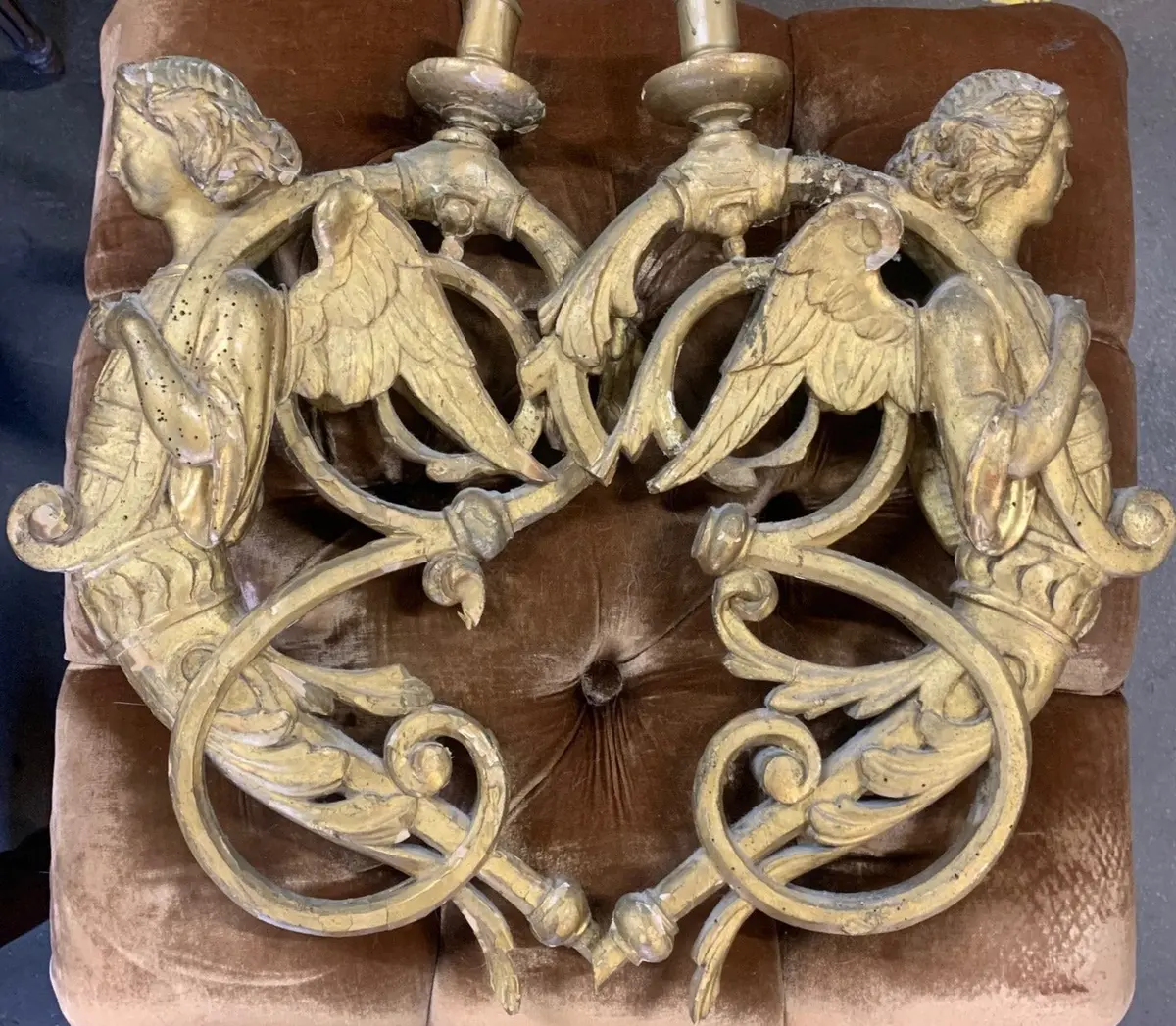 Pair Of Angel Carved Candle Sconces 1