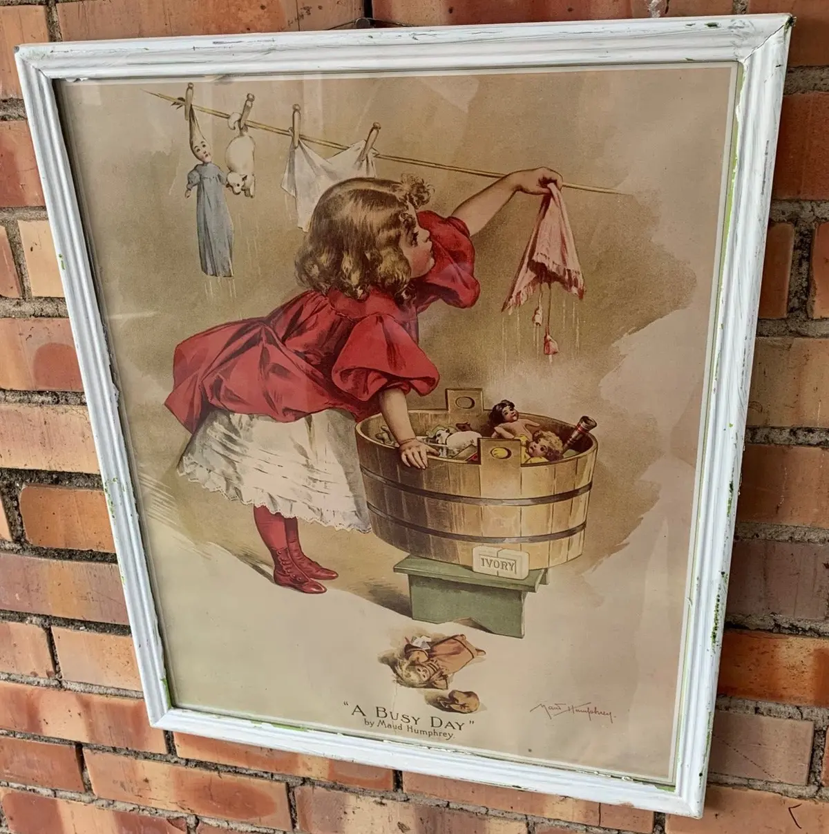 Framed Print Of Girl Washing Clothes And Toys 1
