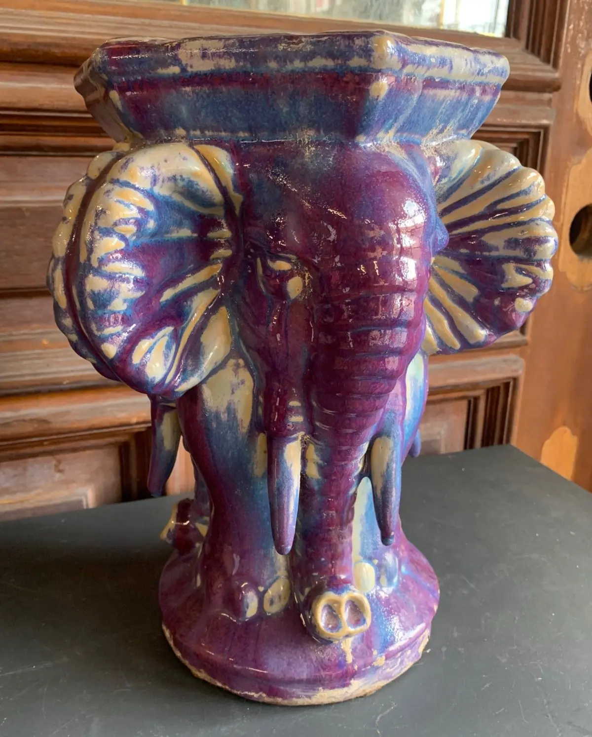 Vintage Purple Elephant Plant Stand - Repaired 1