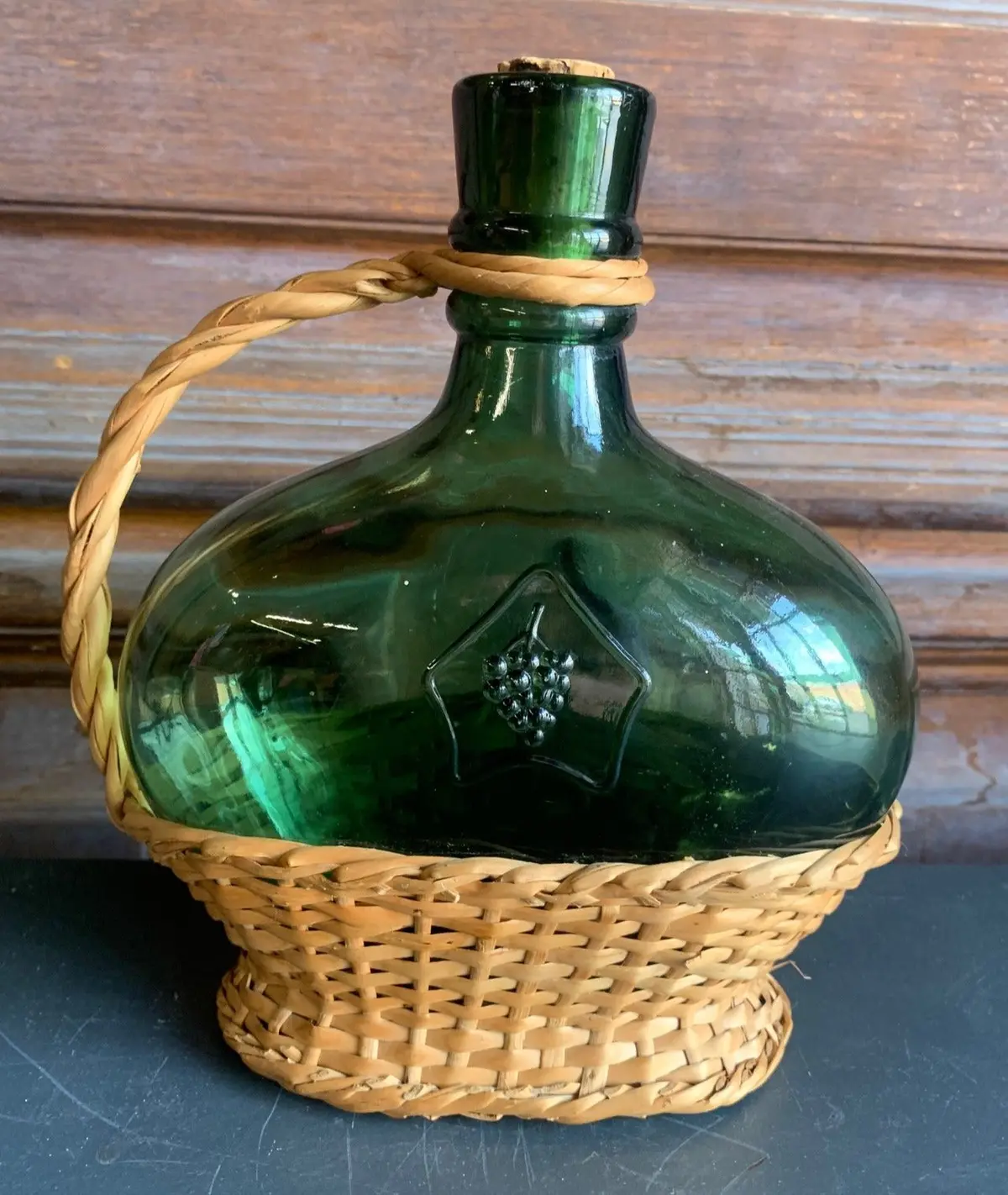 Small Wine Bottle In Wicker Basket 1