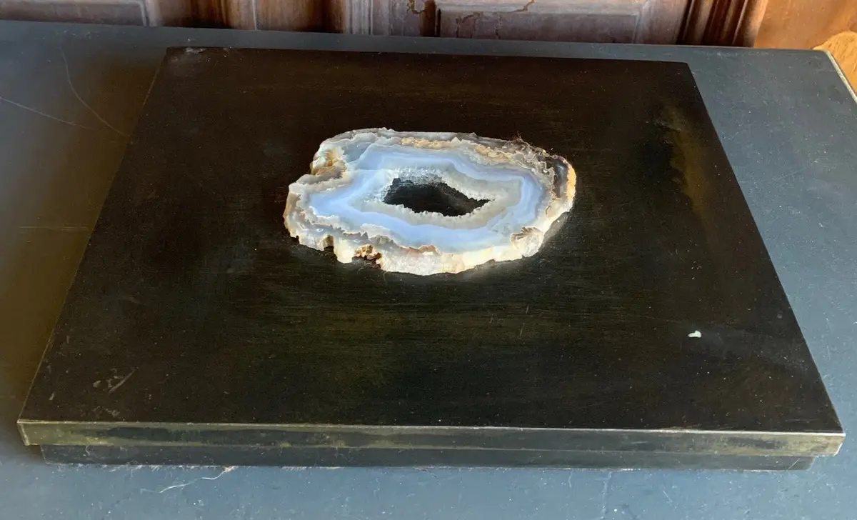 Agate Mounted Metal Box 1