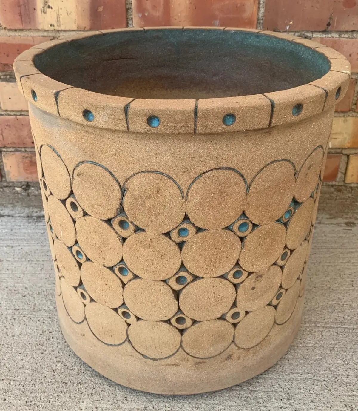 Isla Del Sol 1950'S Planter With Turquoise Midcentury Modern Detail 1
