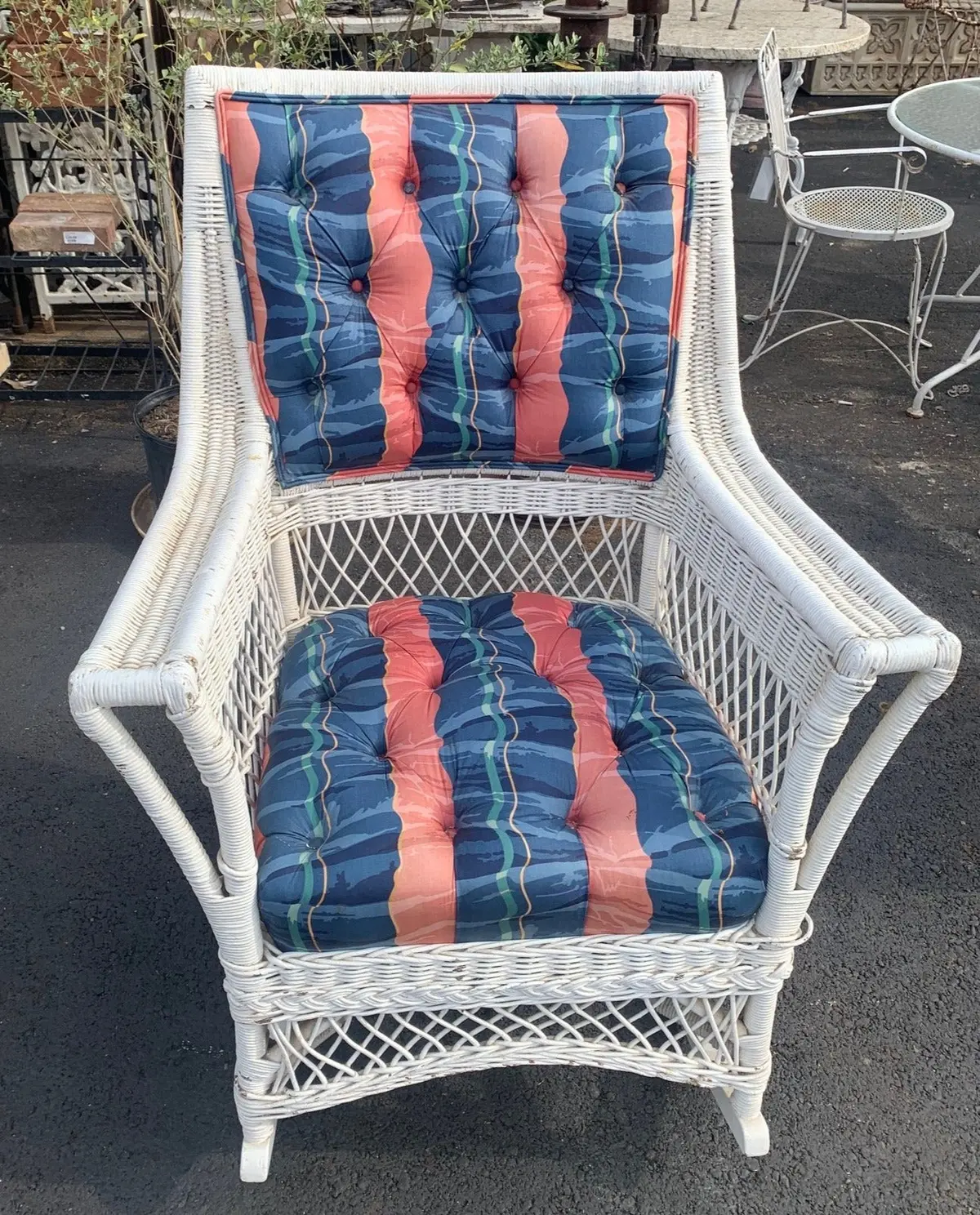 Arts And Crafts Circa 1920'S White Wicker Rocker 1