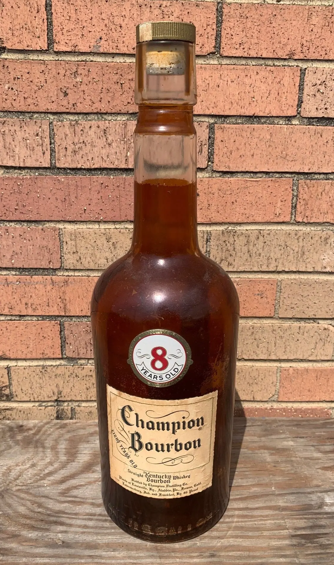 Large Glass Champion Bourbon Whiskey Bottle 1