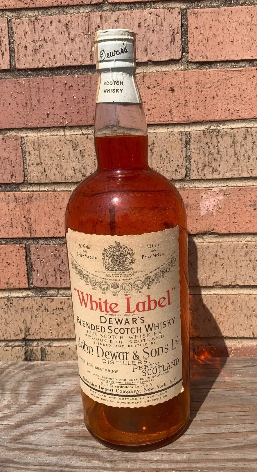 Large Glass Dewars Scotch Whiskey Bottle 1