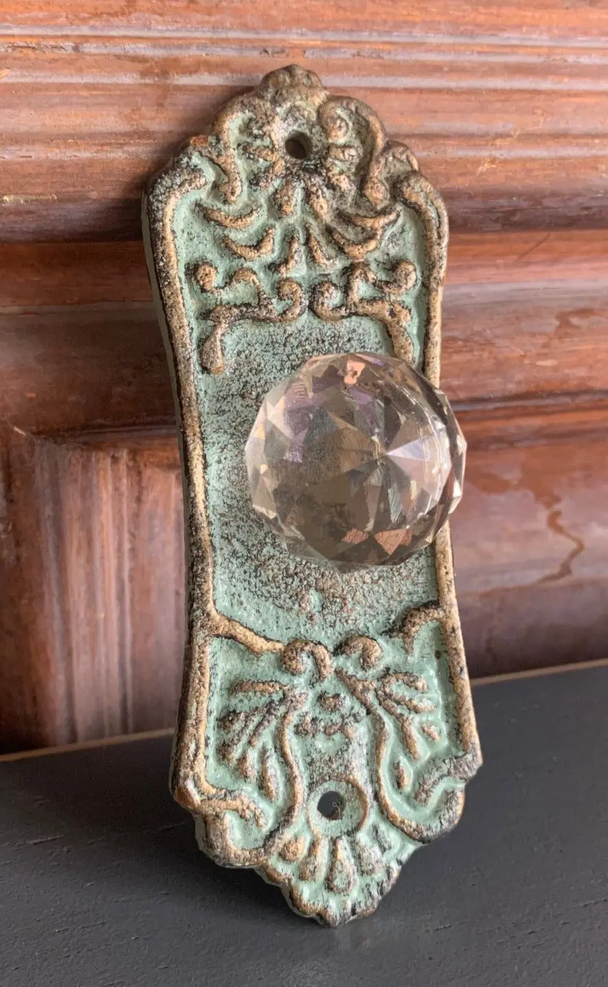 Verdigris Iron And Crystal Knob 1