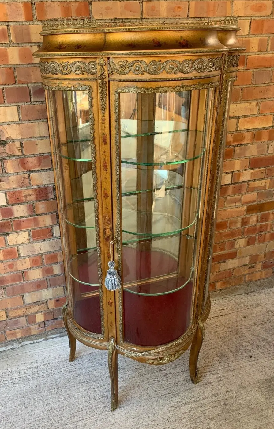 Louis Xv Gilt Vitrine With Ormolu And Floral Detail 1