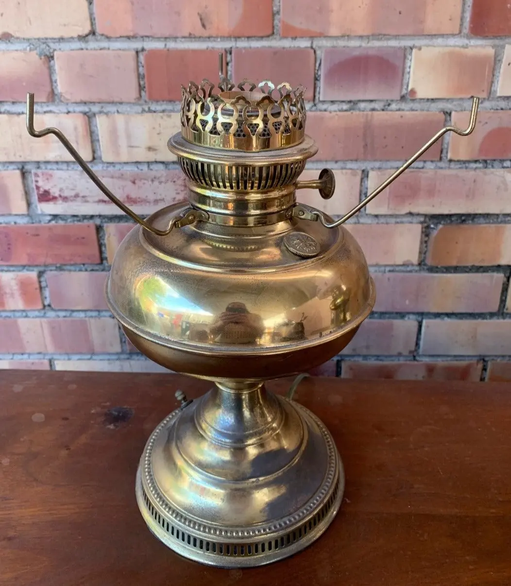 Electrified Brass Oil Lamp No Shade 1