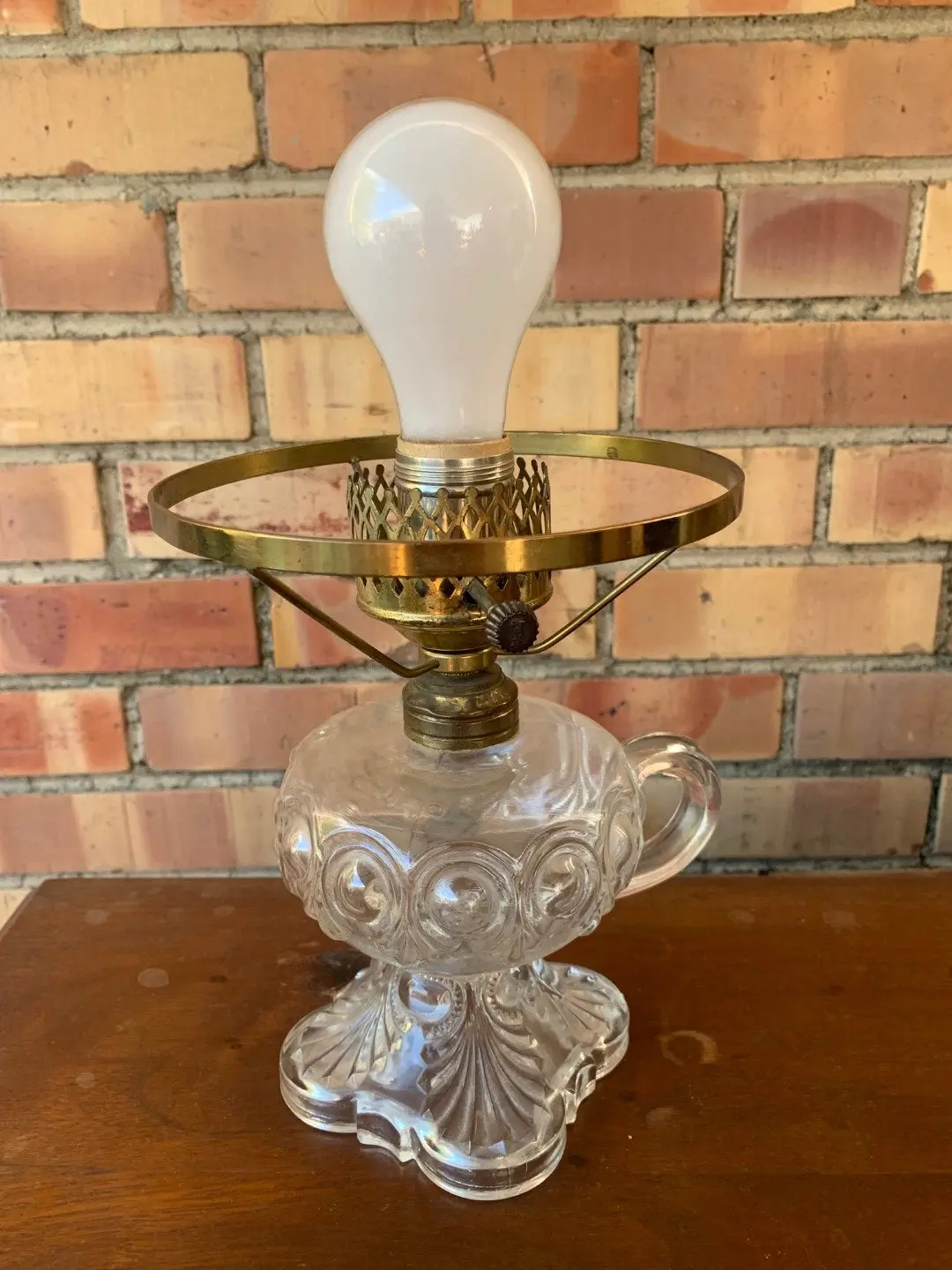 Electrified Glass Oil Lamp With Handle And Taller Base 1