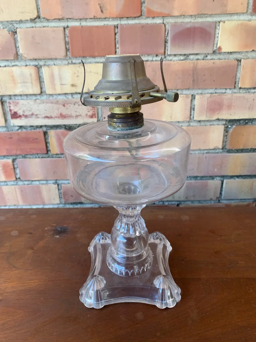 Electrified Glass Oil Lamp With Tall Base 1