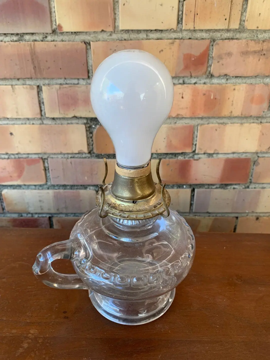 Electrified Glass Oil Lamp With Handle And Short Base 1