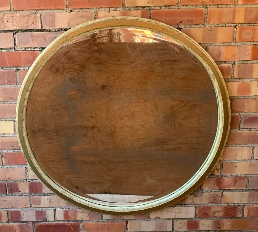 Painted Round Wood Framed Mirror 1