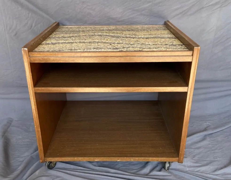 Modern Mosaic Stone Top Side Table On Casters 1