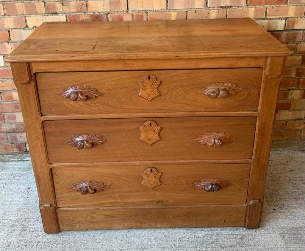American Light Oak Victorian Dresser Base 1