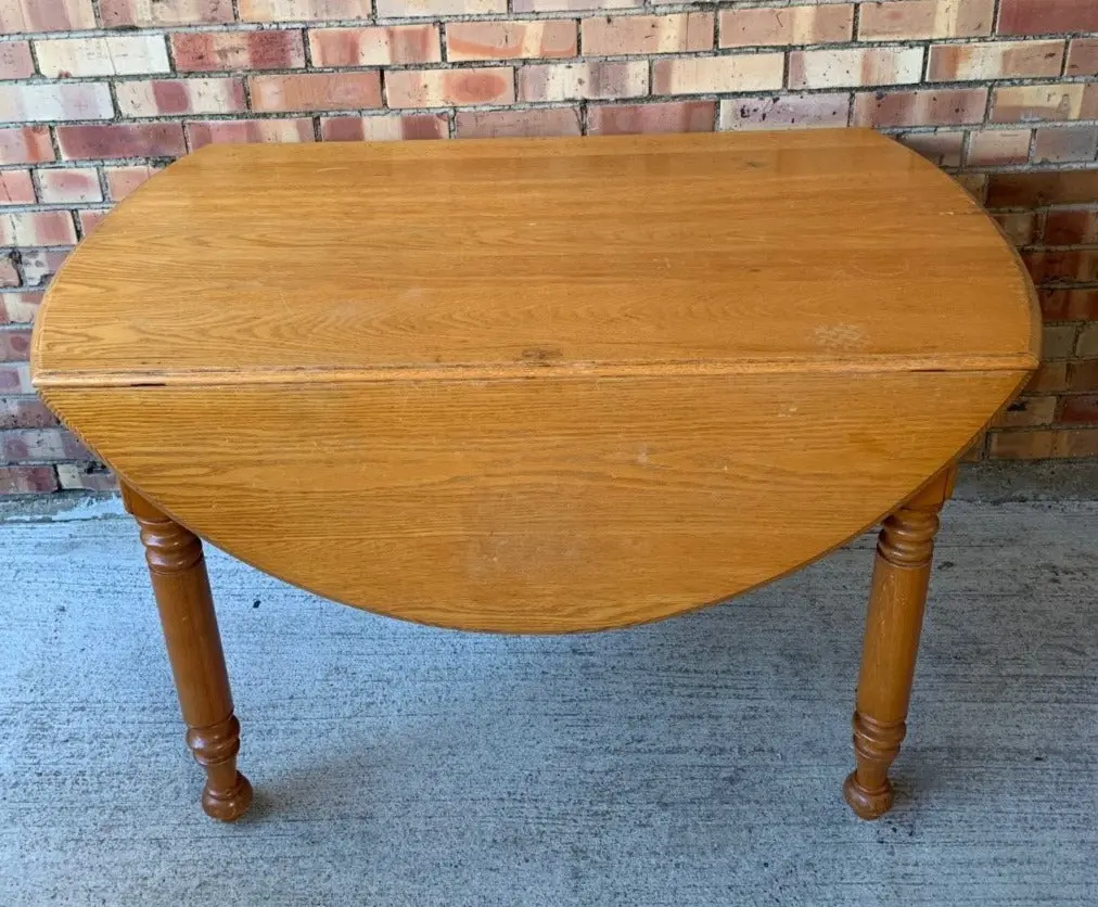 1880'S American Oak Dropleaf Table With 2 Leaves 1