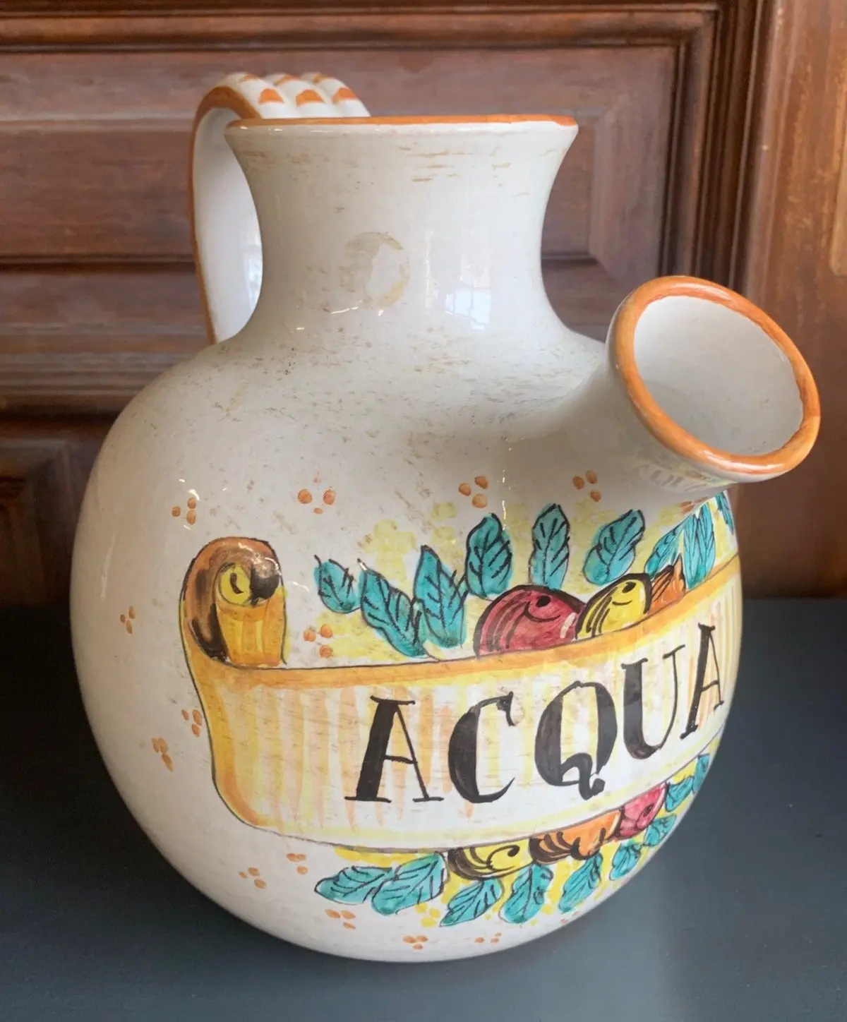 Italian Terra Cotta Water Jug With Spout 1