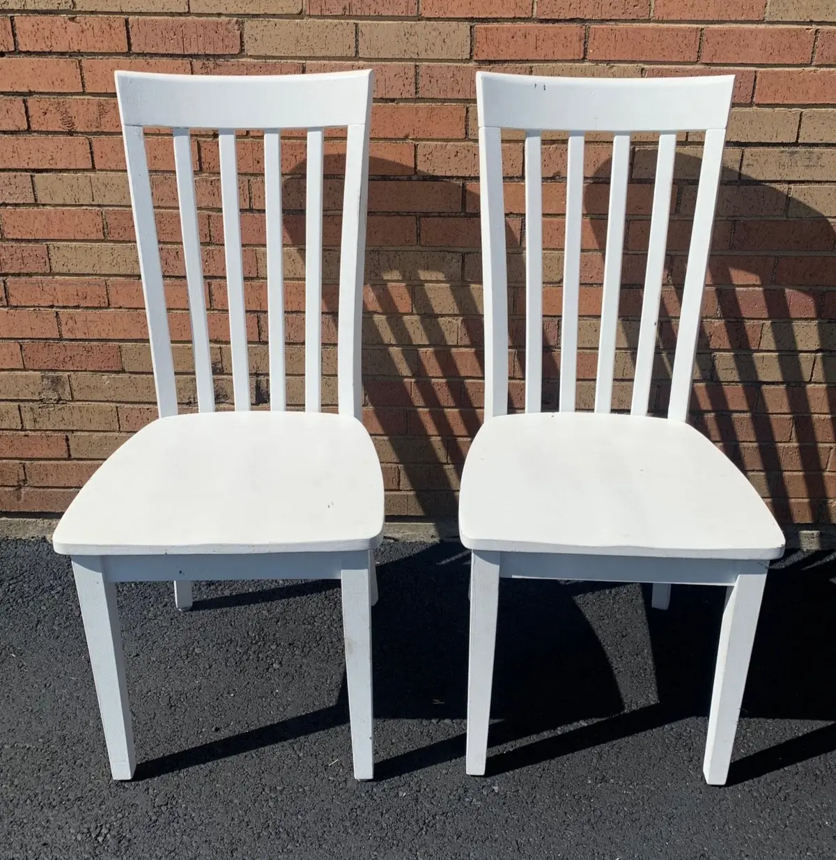 Pair Of White Slat Chairs - Not Old 1