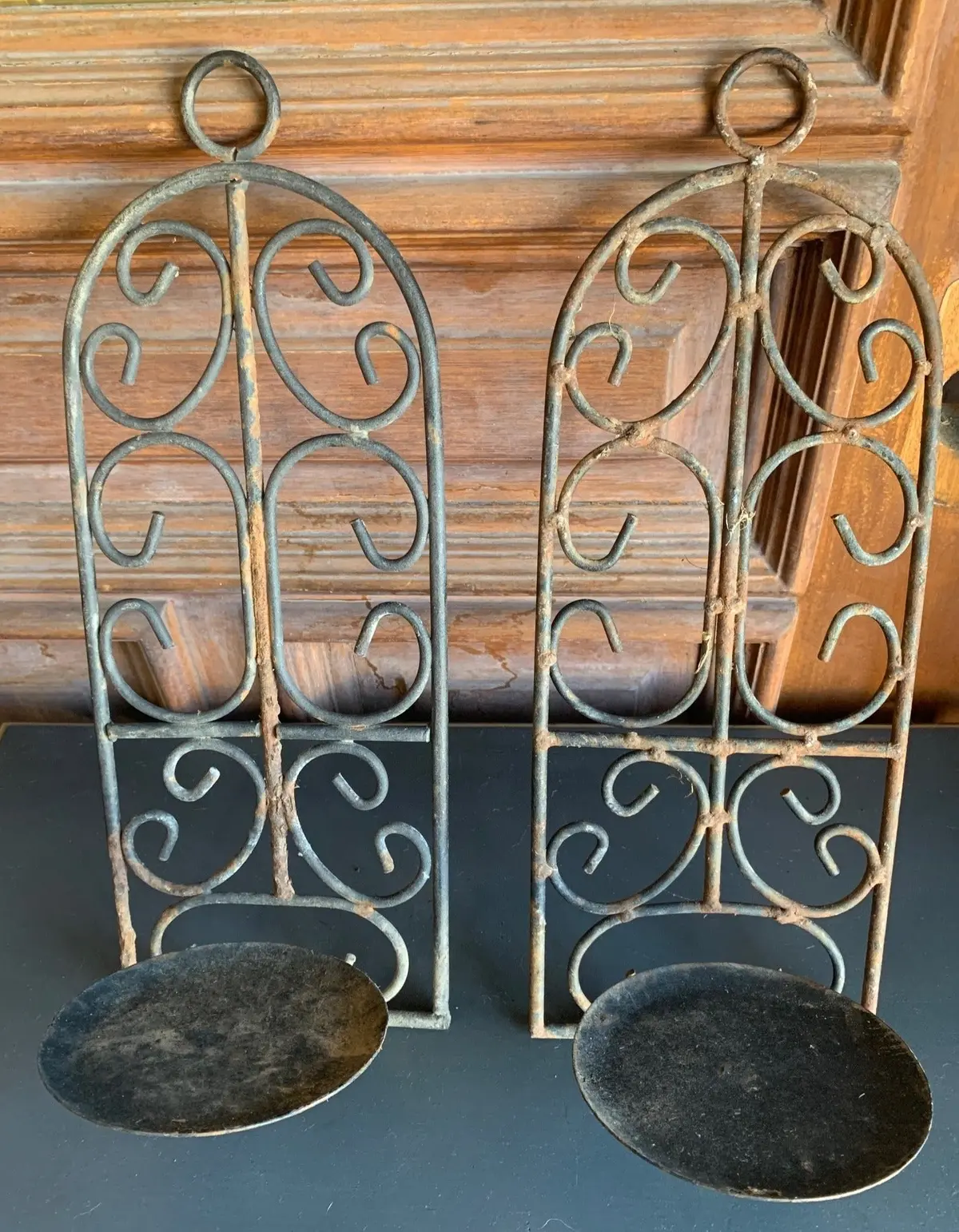 Pair Of Rod Iron Wall Candle Sconces 1