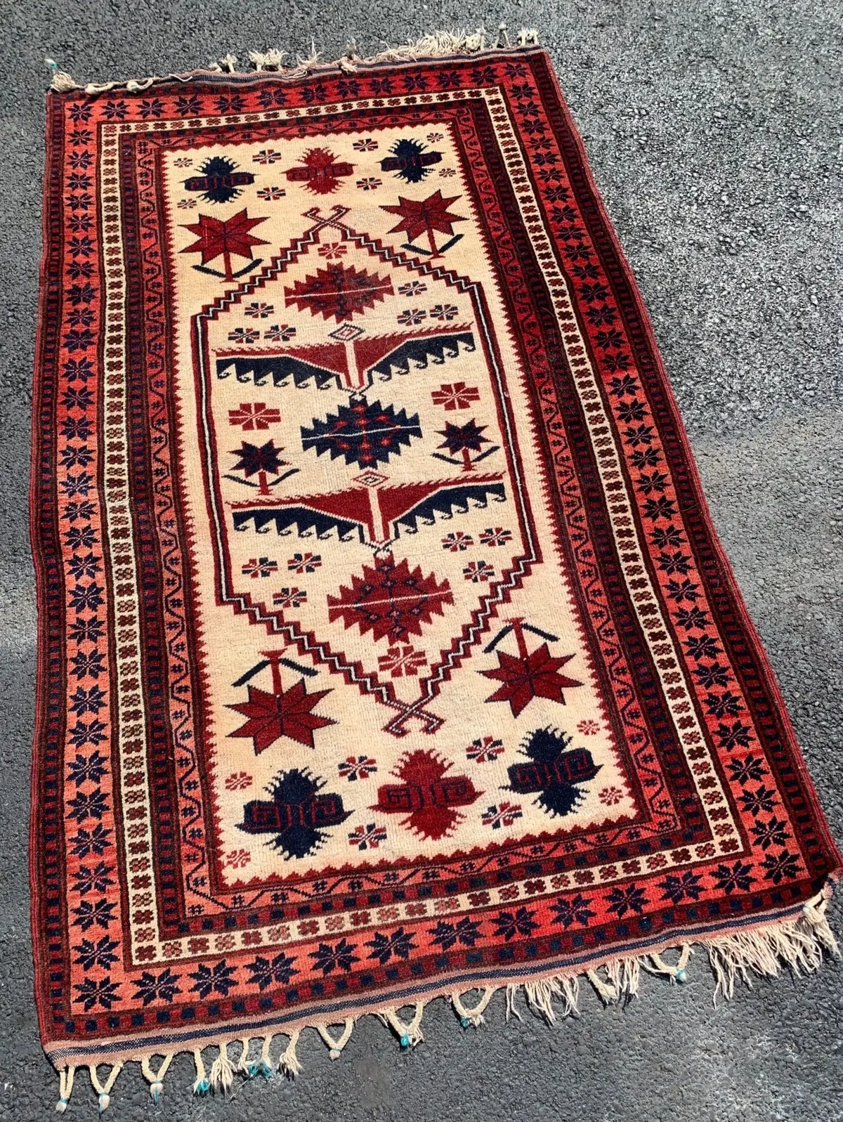 Geometric Red And White Persian 3.5' X 6' Runner - As Found 1