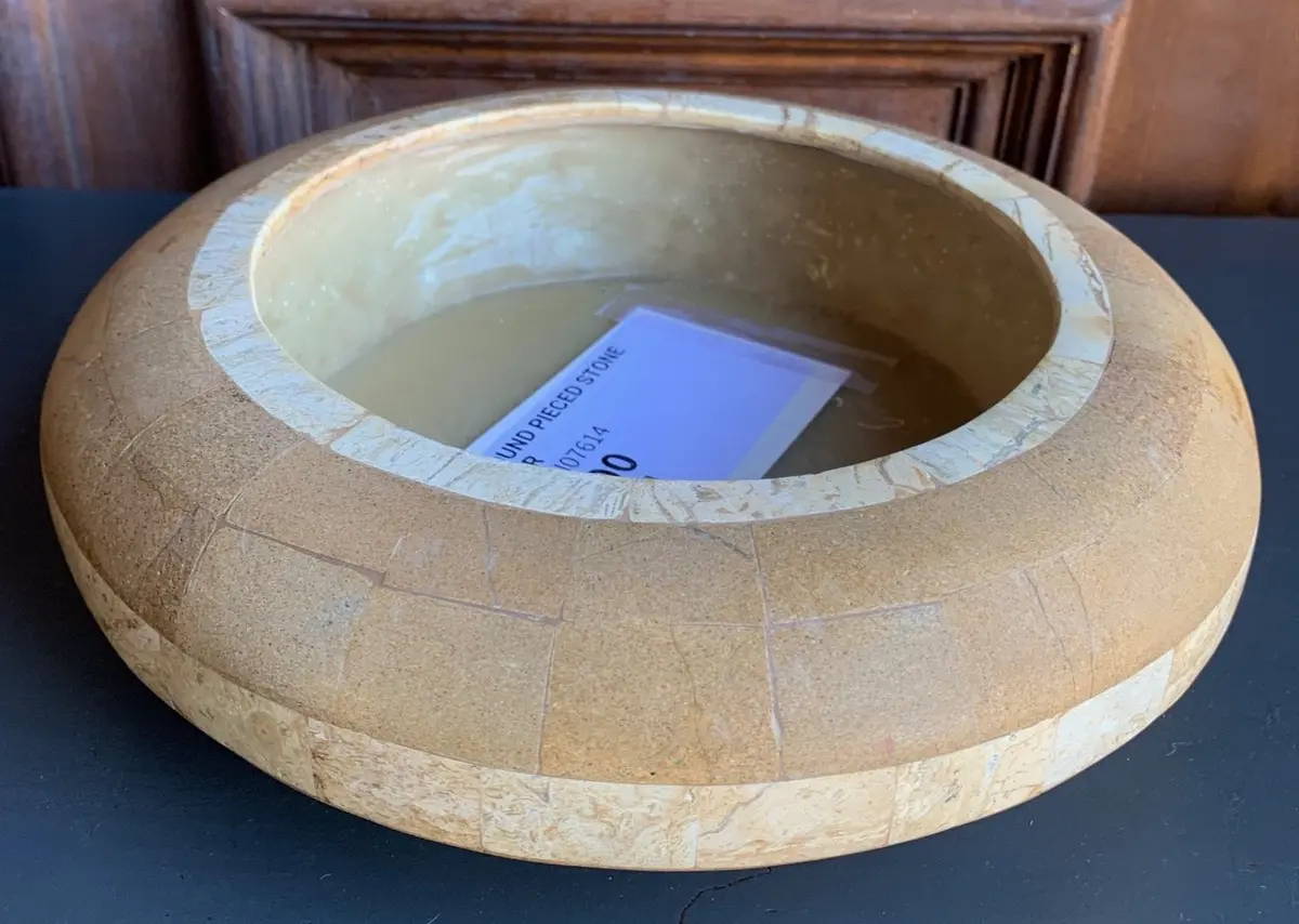 Low Round Pieced Stone Planter 1