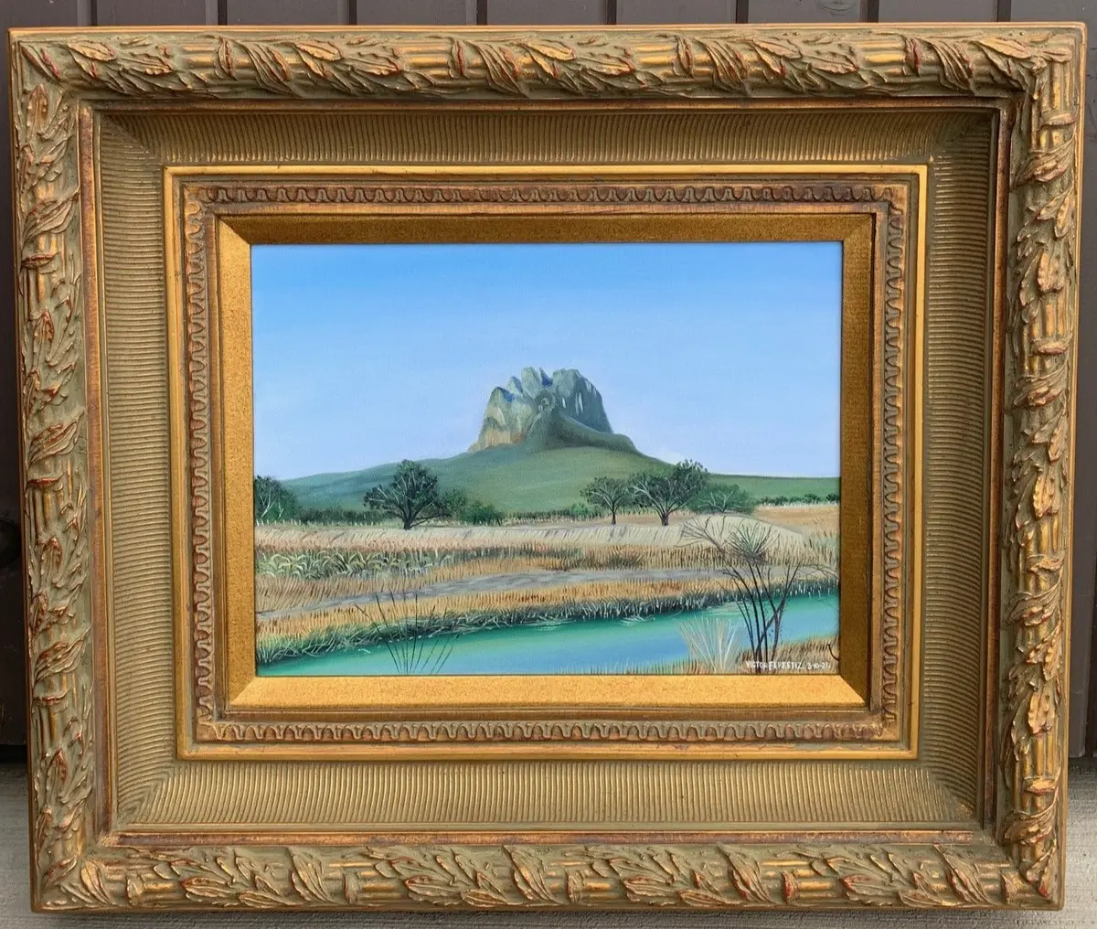 Cerro De Bernal Volcanic Mountain In Mexico Oil On Canvas Painting By Victor Ferretiz 1