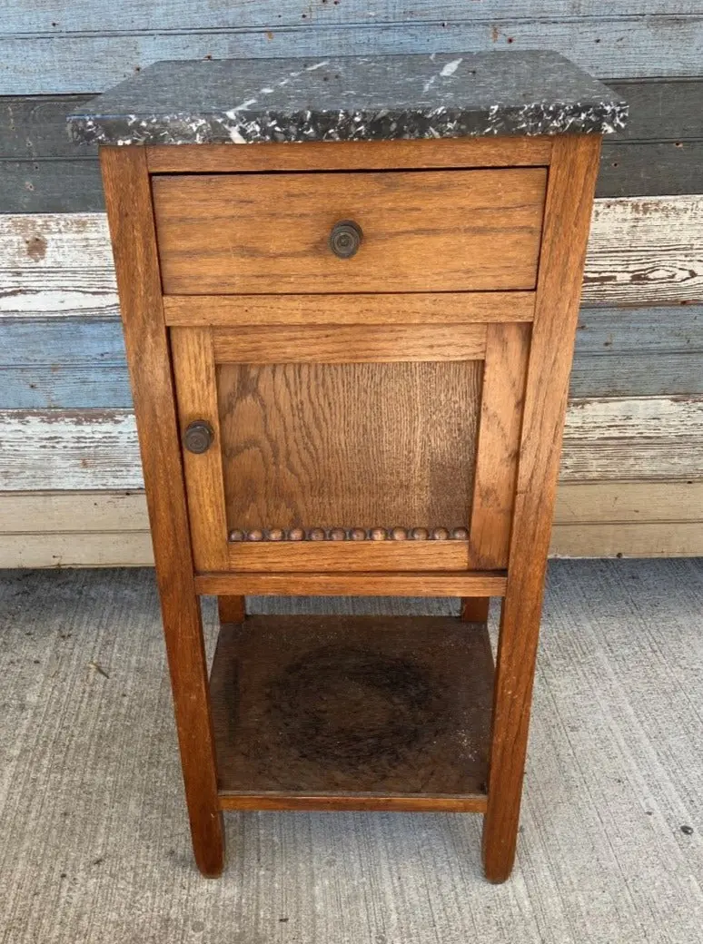 Black And White Marble Top Straight Leg Night Stand 1