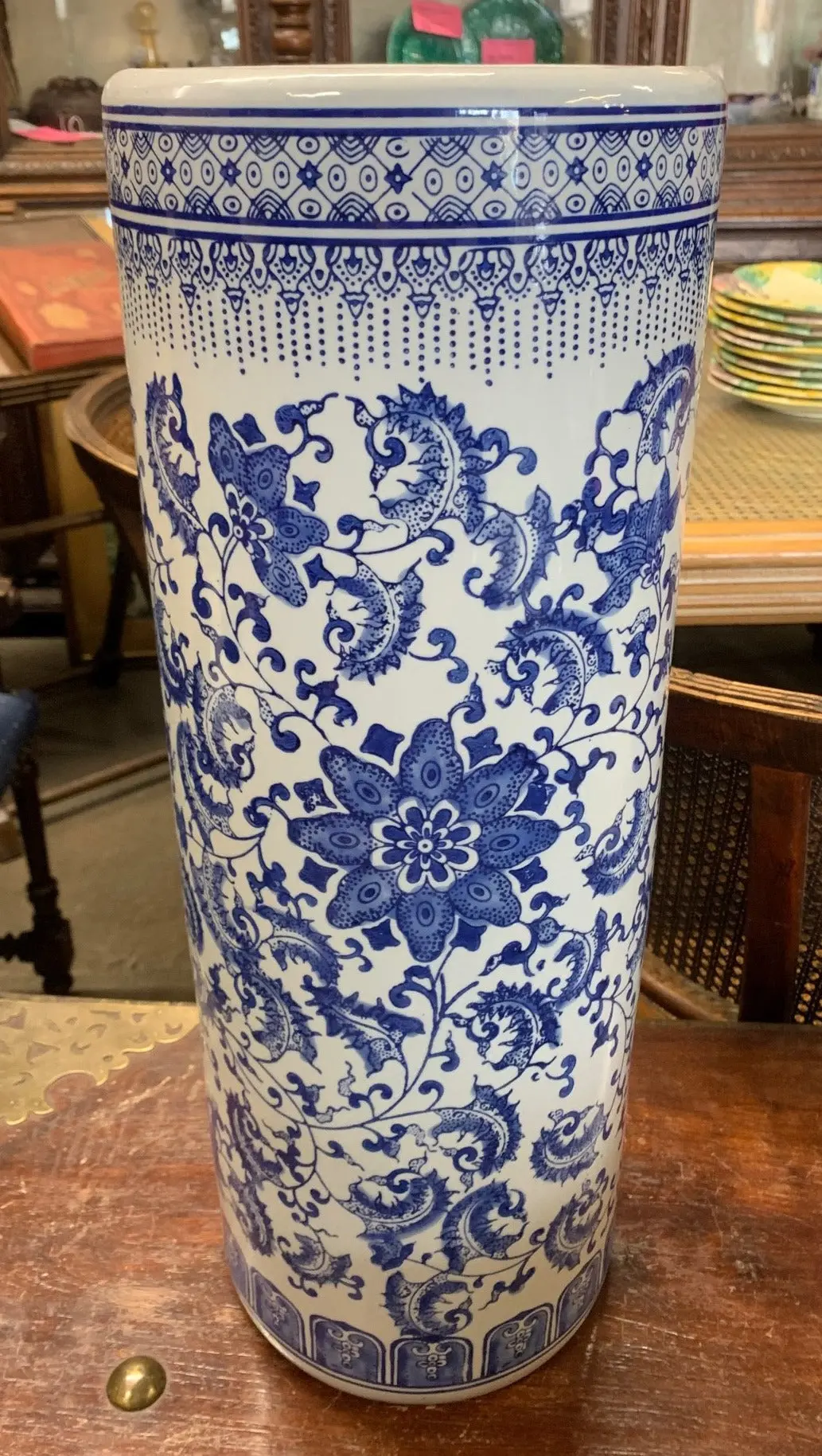 Cobalt Blue And White Umbrella Holder 1