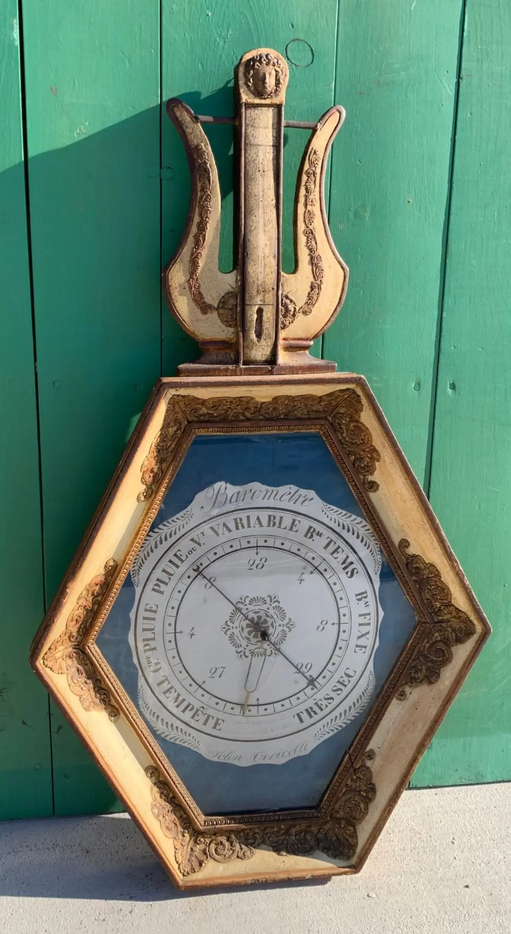 Early French Painted Pollonois Barometer 1