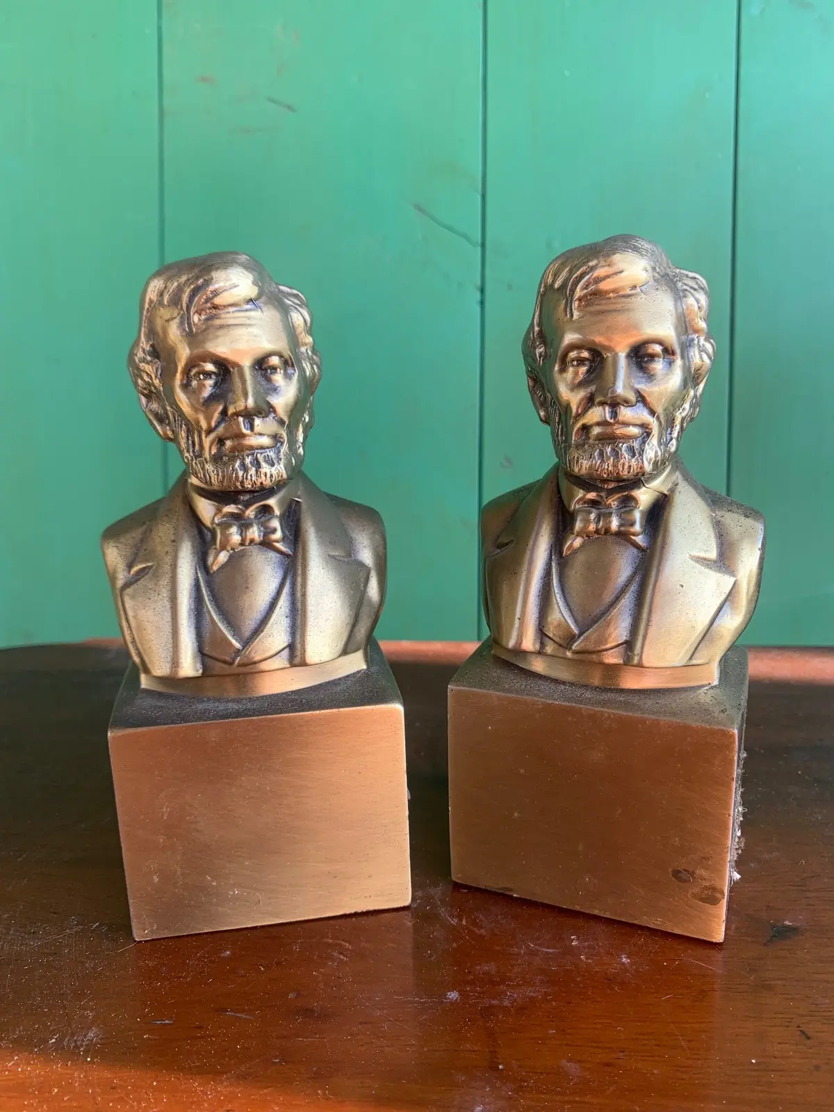 Brass Plated Abe Lincoln Bookends Pair 1