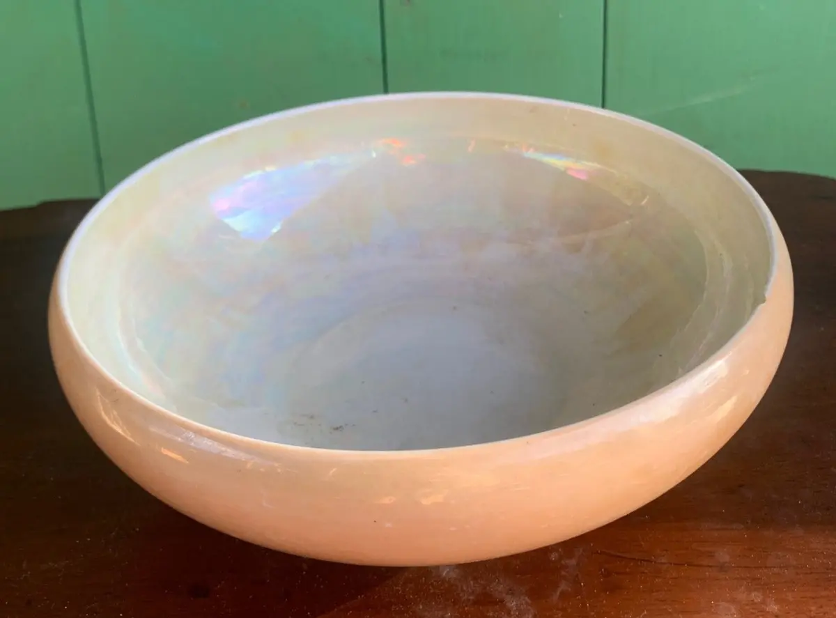Iridescent Compote As Found With Pottery Fruit 1