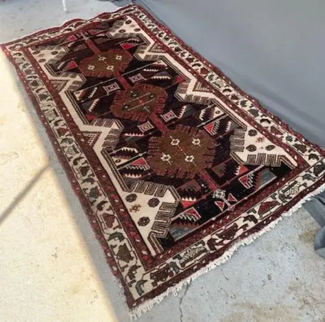 Red, Cream And Brown Hand Tied Persian Rug Runner 1