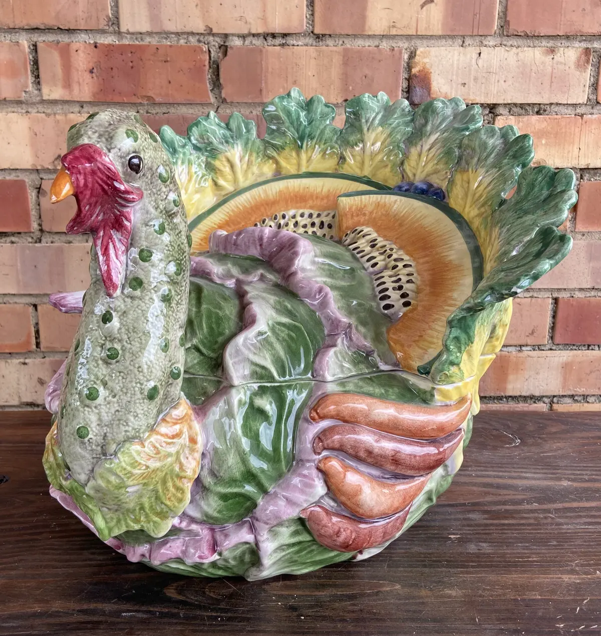 Multicolor Vegetable Turkey Lidded Tureen With Ladle - As Is 1