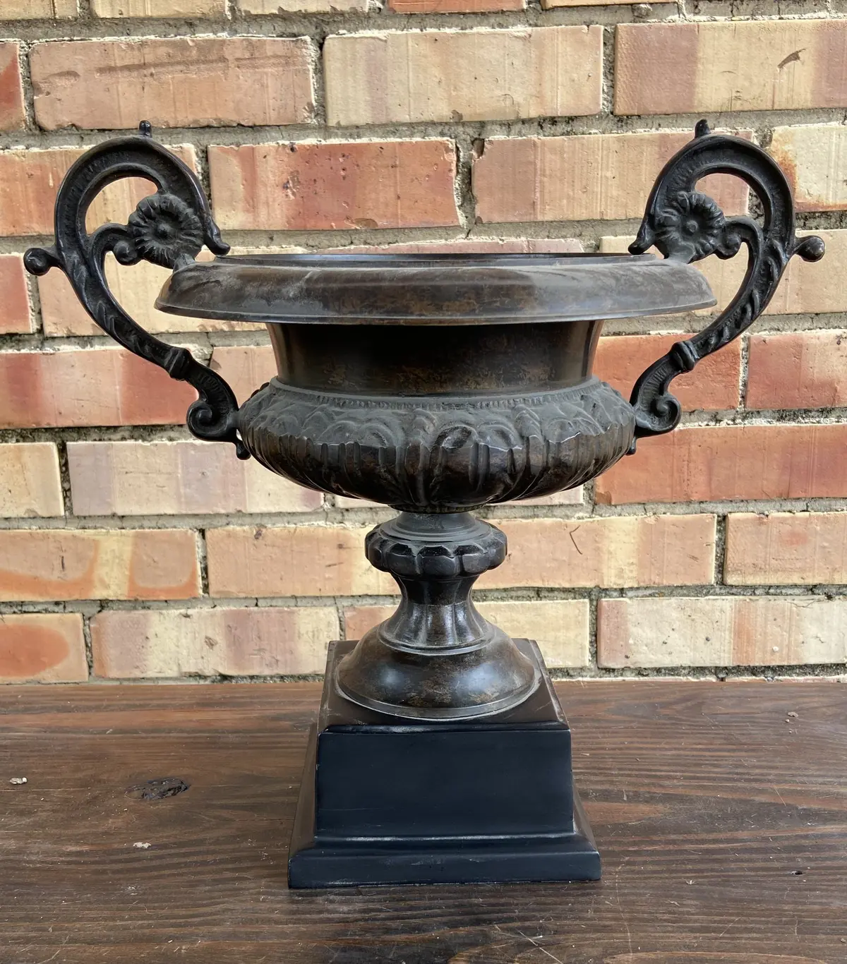 Handled Bronze Color Urn 1