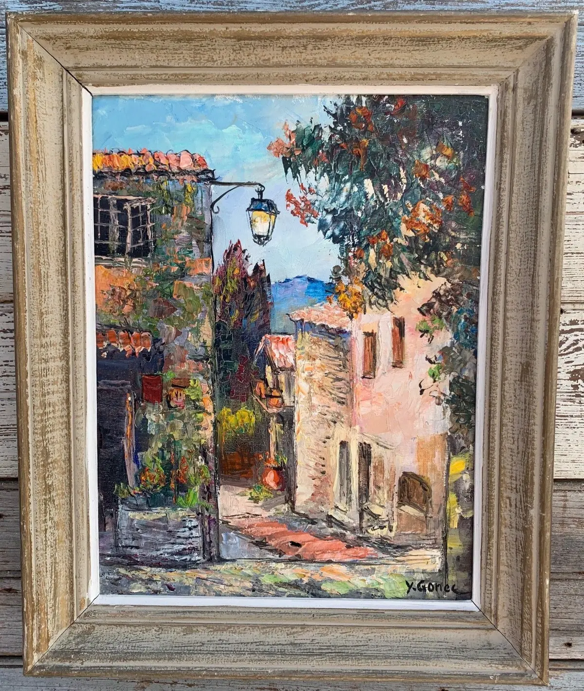 French Impressionist Village Oil Painting By Y. Gonec 1