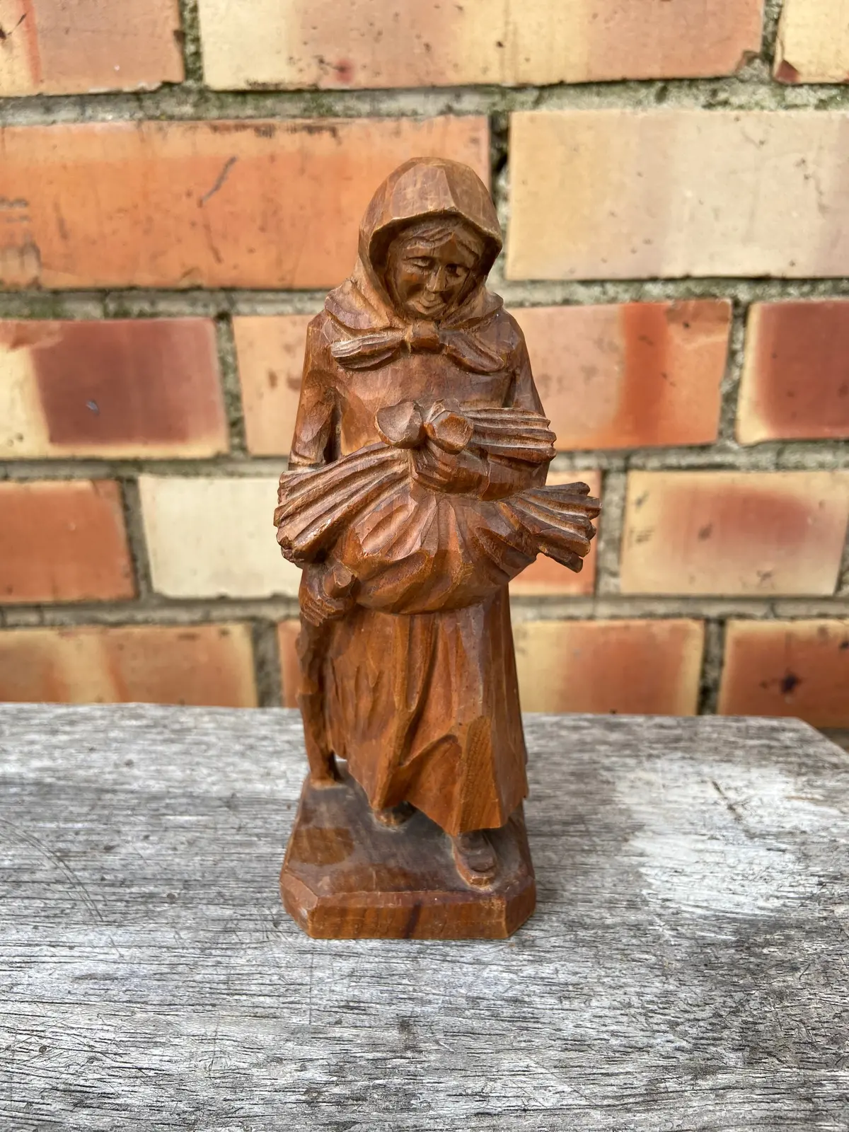 Small Wood Carving Of Woman Walking 1