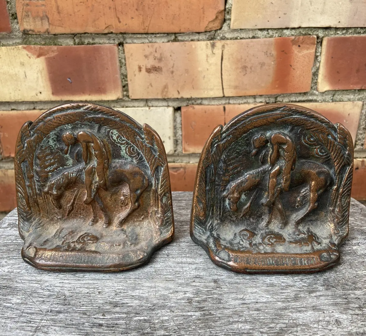 Pair Of Copper Indian Bookends 1