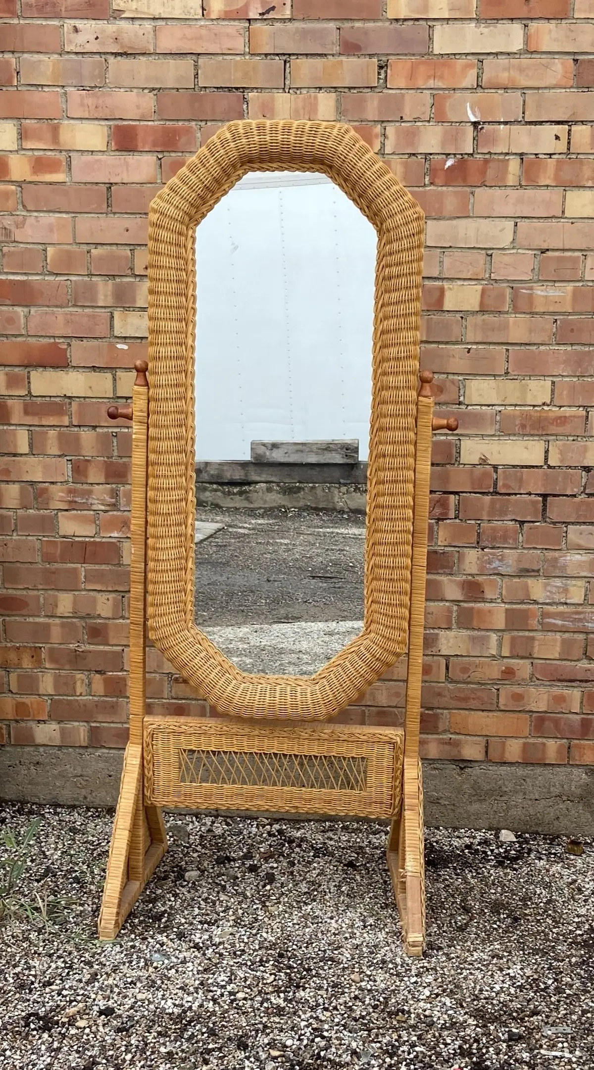 Wicker Cheval Mirror - As Found 1