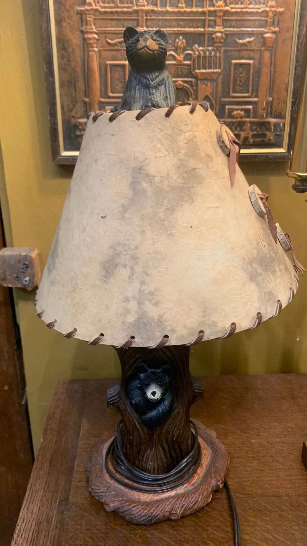 Resin Bear Lamp With Shade 1