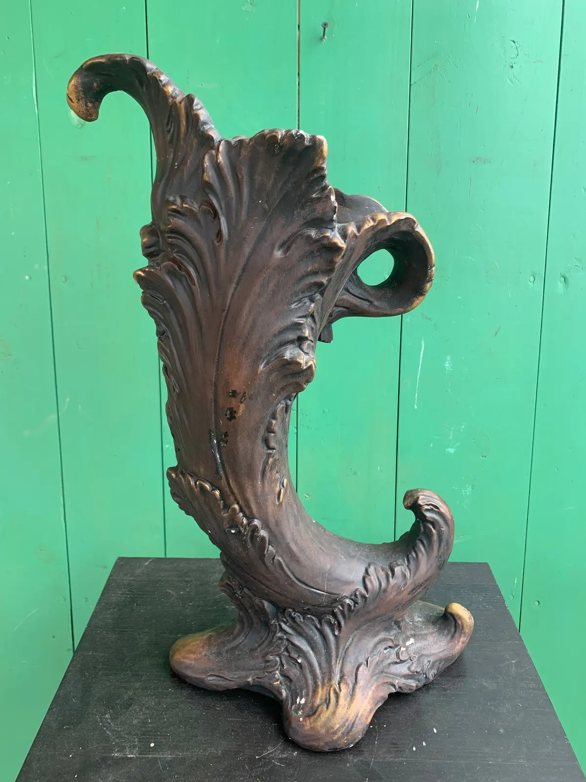 Tall Horn Shaped Plaster Vase 1