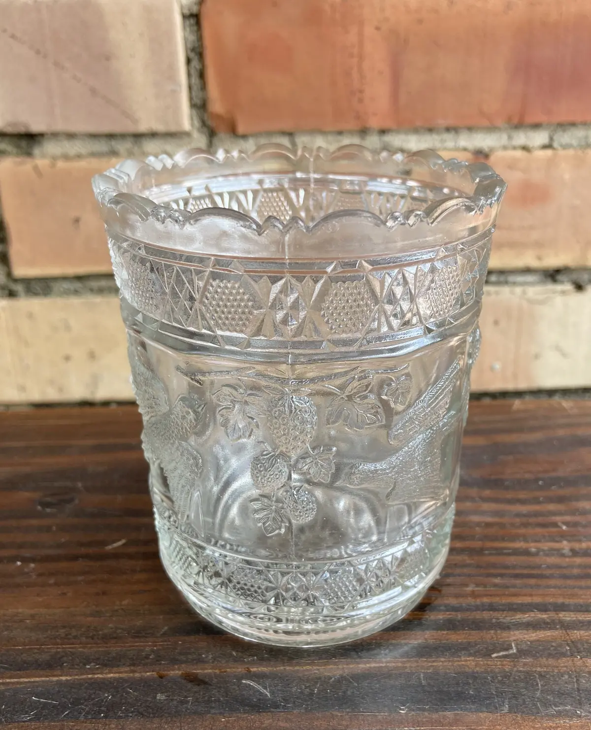 Pattern Glass Spooner With Birds 1