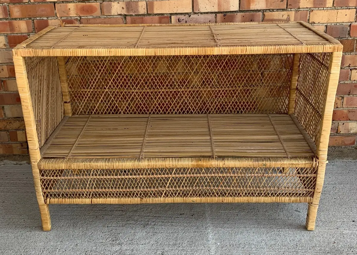 Low Wicker Rattan Bookshelf 1