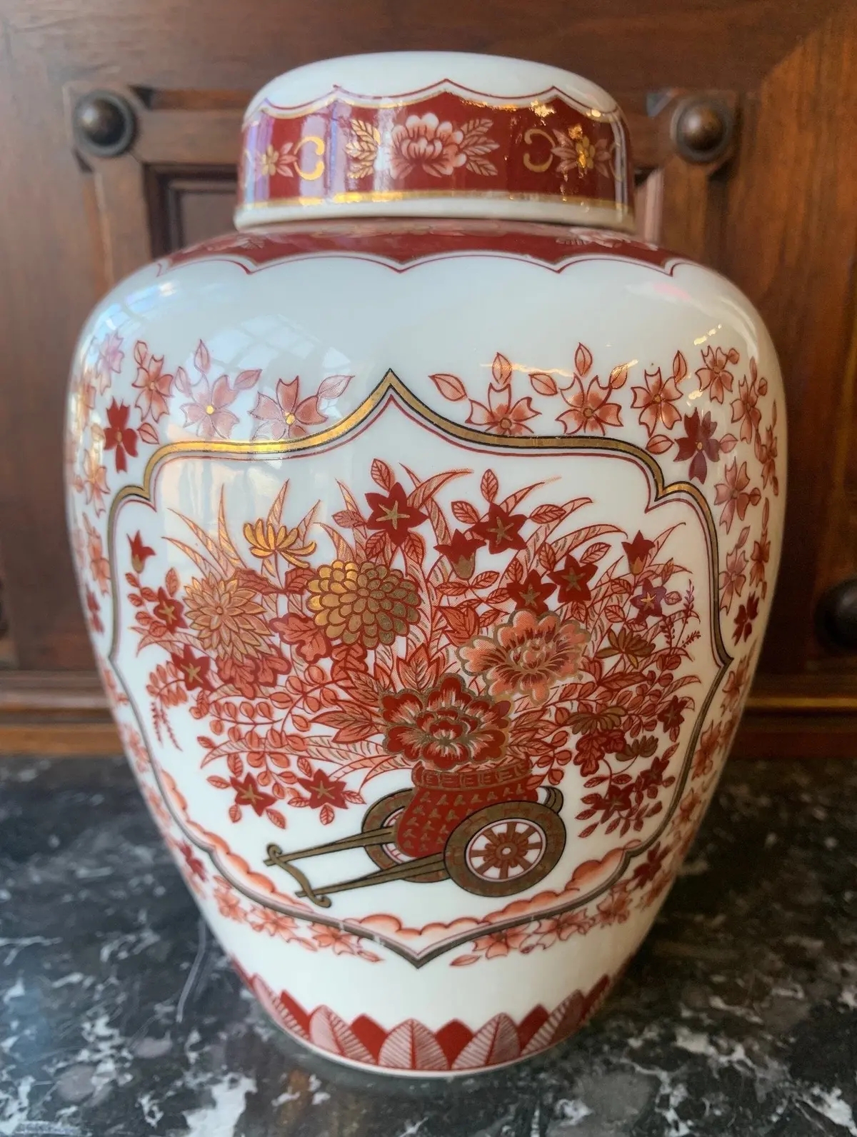 Red And White Medium Ginger Jar 1