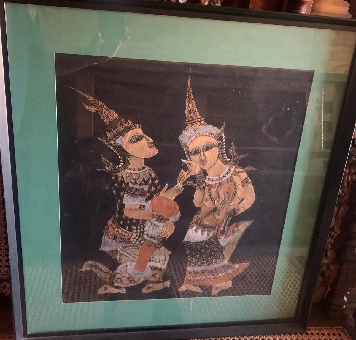 Metallic Painting Of Indian Man And Woman Dancing 1