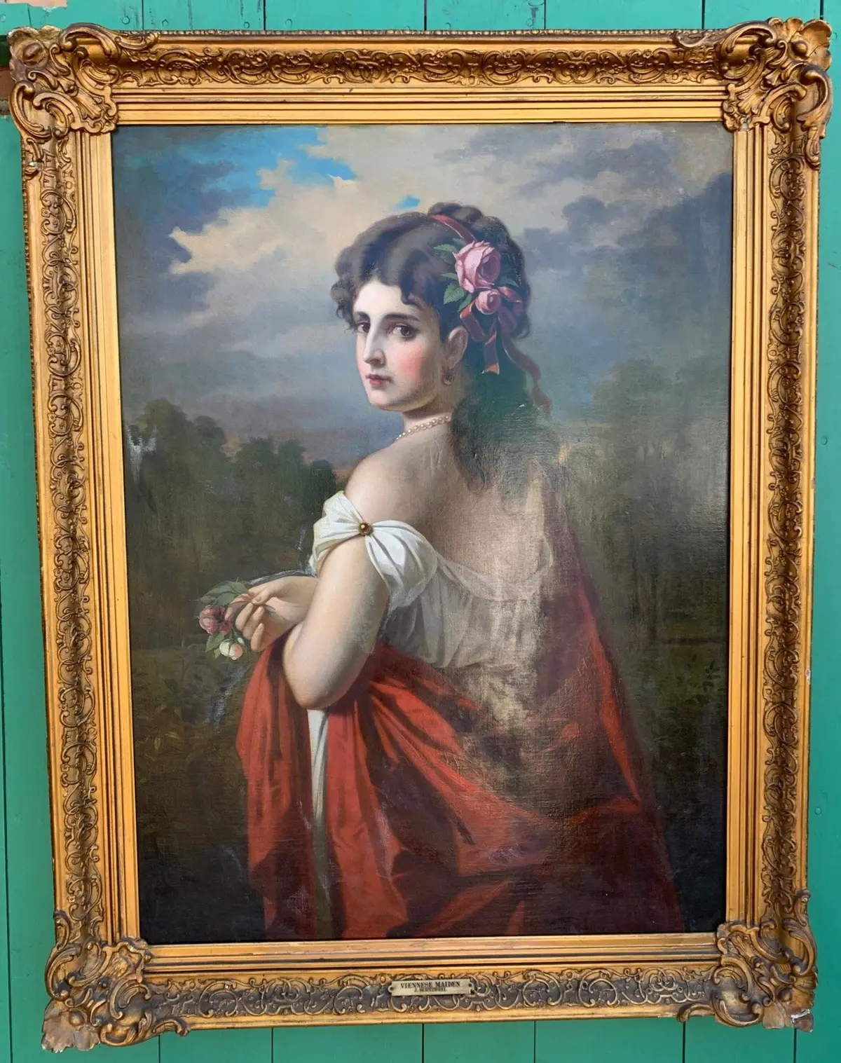 Framed Oil Painting Of Viennese Maiden Signed J. Kurtzwell 1