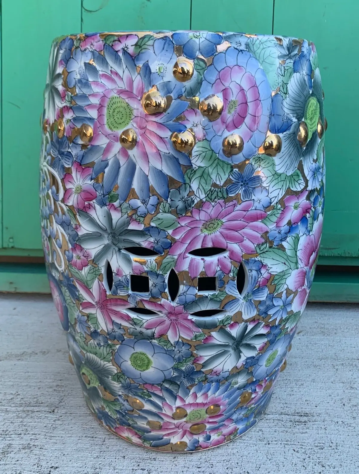 Light Blue Asian Garden Stool 1