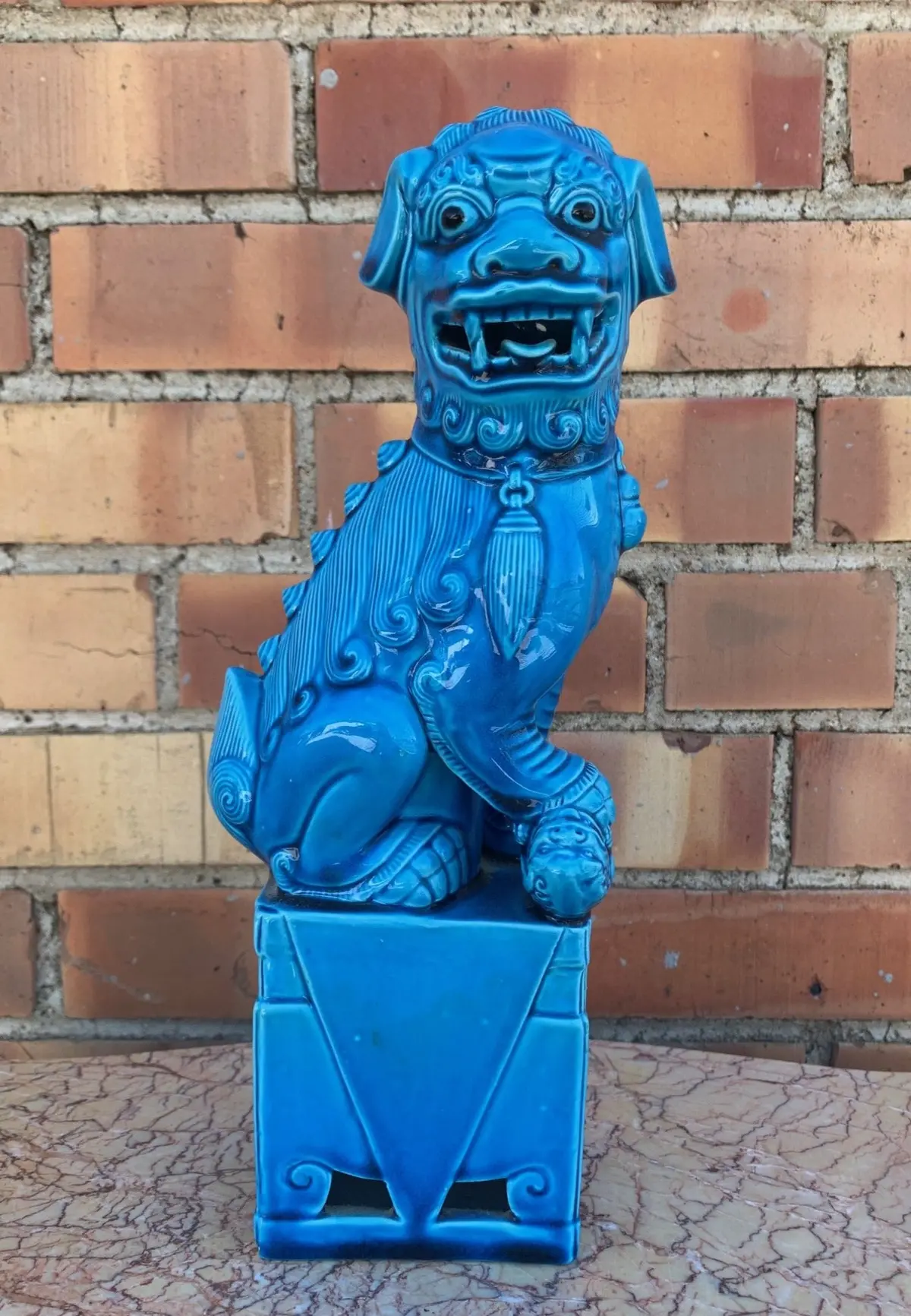 Turquoise Large Foo Dog - As Found 1