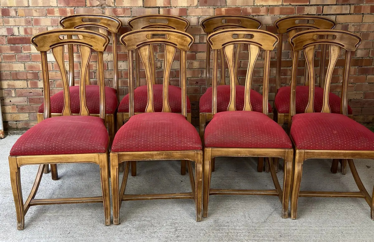 Set Of 8 French Art Nouveau Walnut Chairs 1